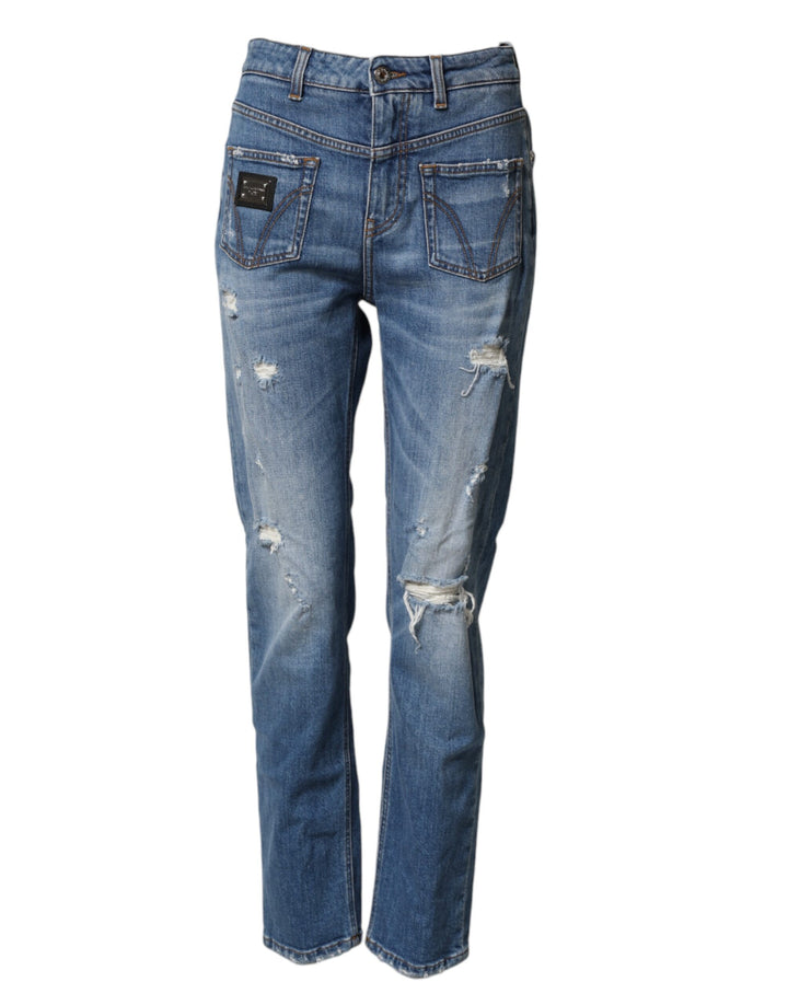 Dolce & Gabbana Vaqueros de Algodón Azul Lavado Efecto Desgastado
