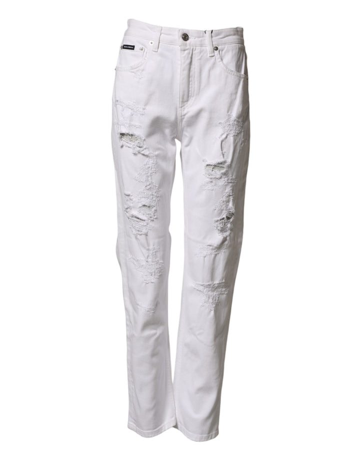 Vaqueros Boyfriend Dolce & Gabbana de algodón blanco desgastado