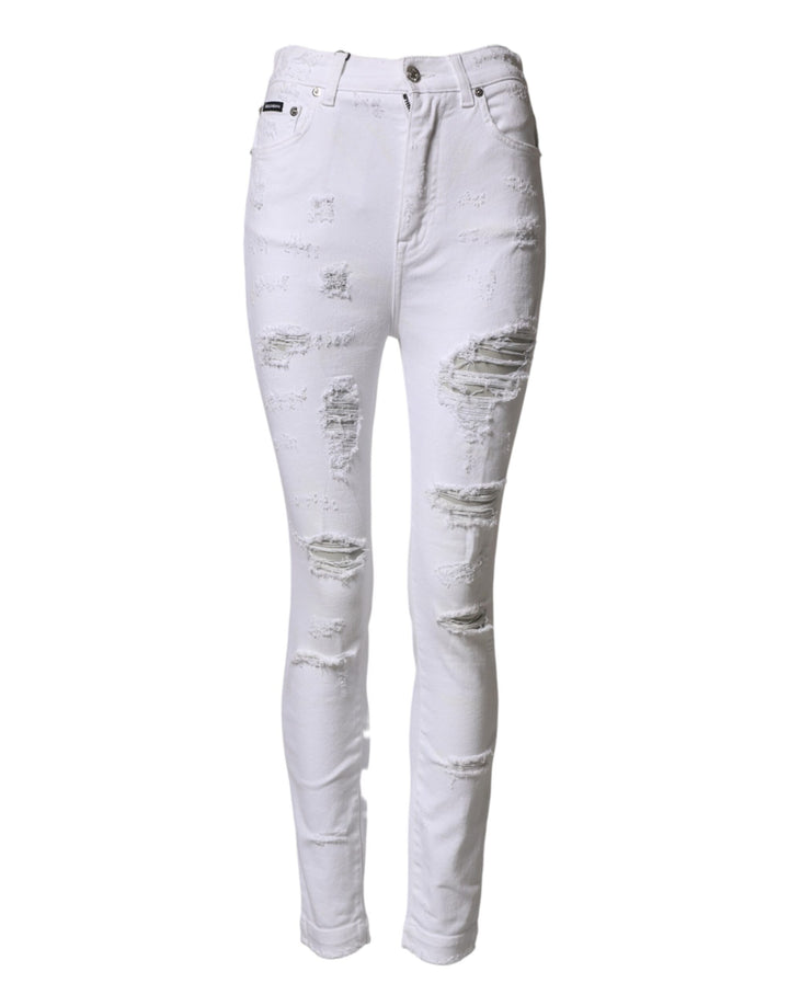 Vaqueros Dolce & Gabbana blancos desgastados de tiro alto