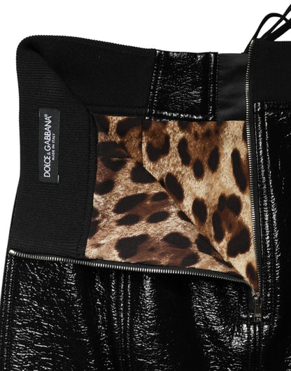 Mini-jupe enduite noire en nylon Dolce & Gabbana avec détails œillets