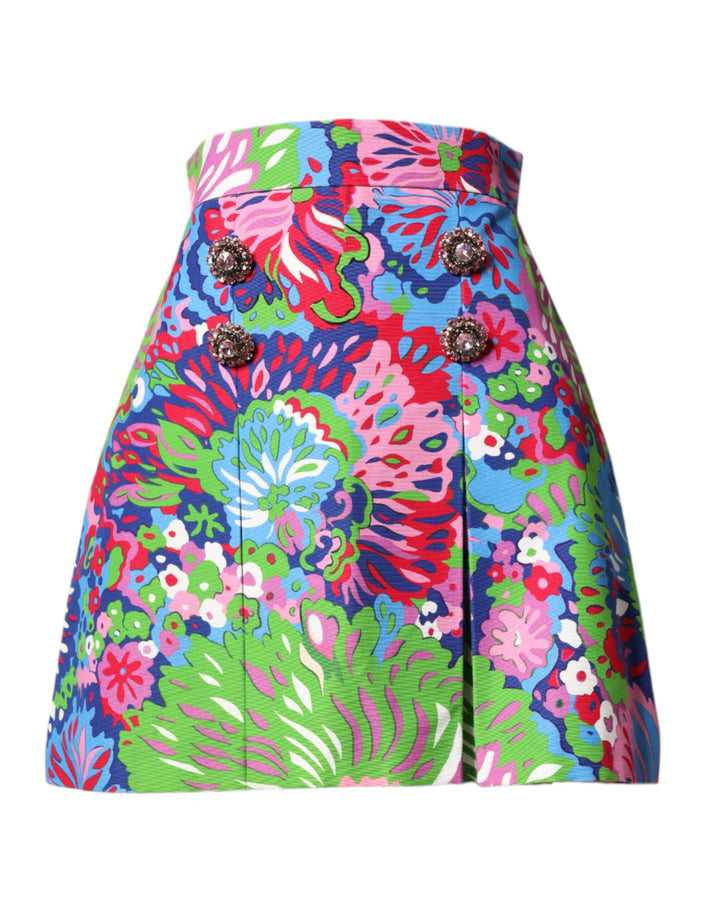 Minishorts de cintura alta con botones y estampado floral multicolor de Dolce & Gabbana