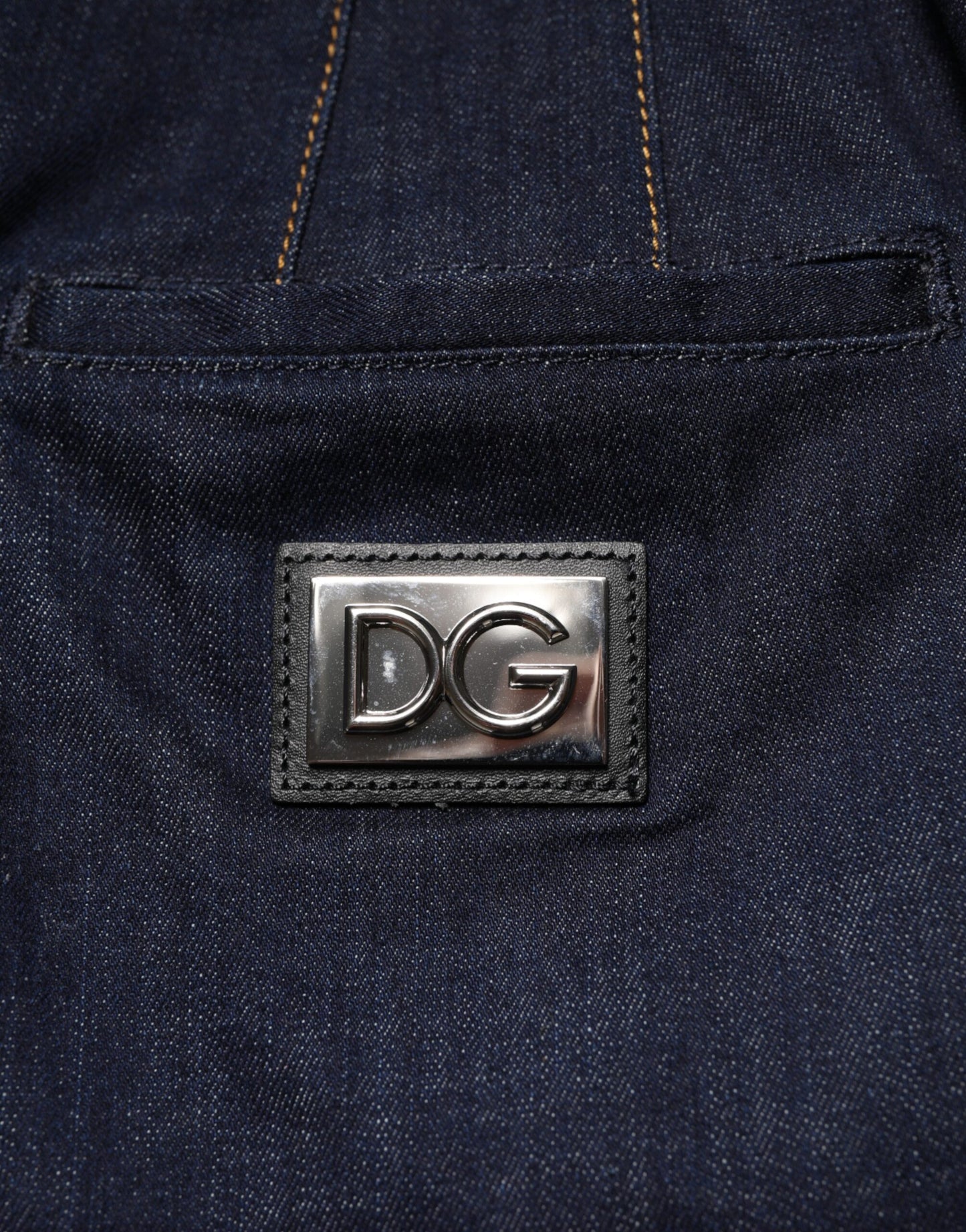 Jupe mi-longue en jean trapèze en coton bleu foncé Dolce & Gabbana