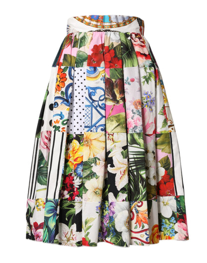 Falda midi de tiro alto en patchwork multicolor de Dolce & Gabbana