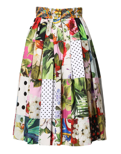 Falda midi de tiro alto en patchwork multicolor de Dolce & Gabbana