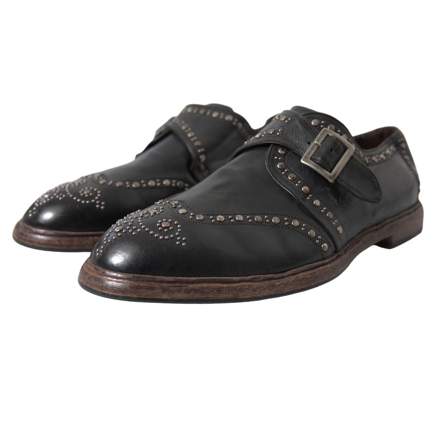 Chaussures habillées Dolce & Gabbana en cuir noir avec clous et boucles