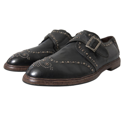 Chaussures habillées Dolce & Gabbana en cuir noir avec clous et boucles