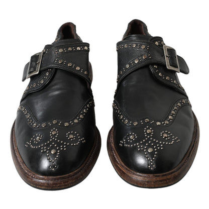 Chaussures habillées Dolce & Gabbana en cuir noir avec clous et boucles