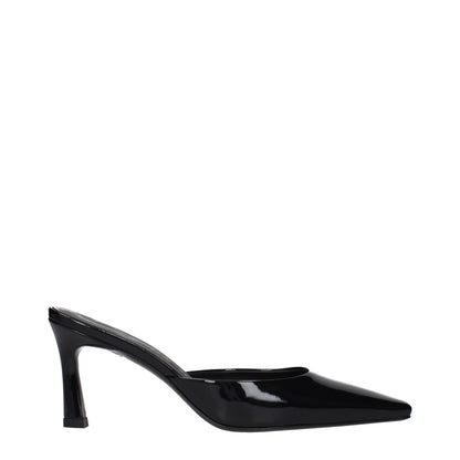The Attico Black Leather Flat Sandals