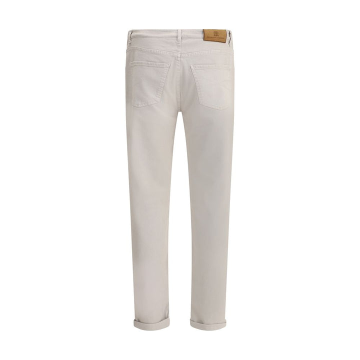 Brunello Cucinelli Beige Cotton Straight-Leg Jeans