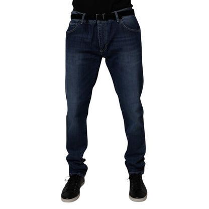 Jeans de mezclilla ajustados de algodón elástico azul lavado de Dolce & Gabbana