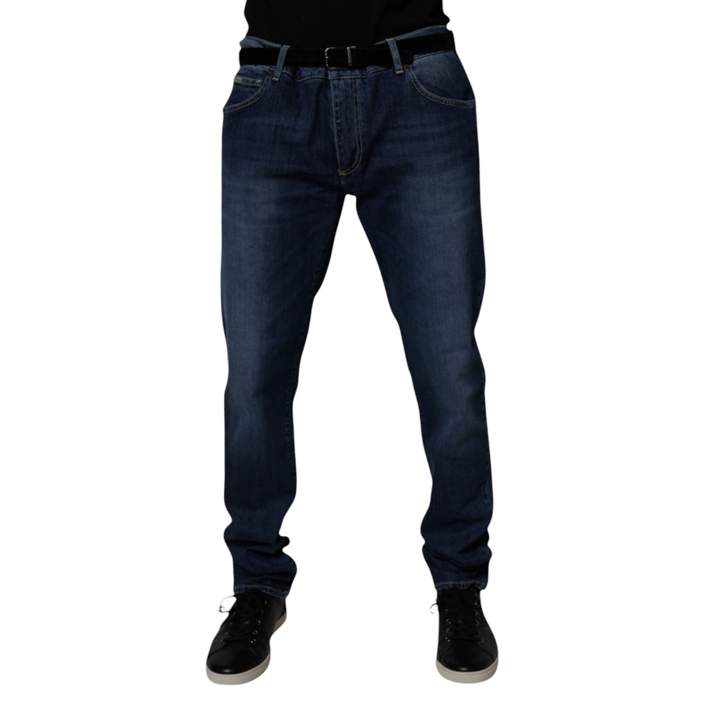 Jeans de mezclilla ajustados de algodón elástico azul lavado de Dolce & Gabbana