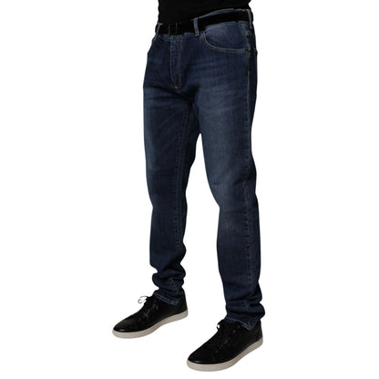 Jeans de mezclilla ajustados de algodón elástico azul lavado de Dolce & Gabbana