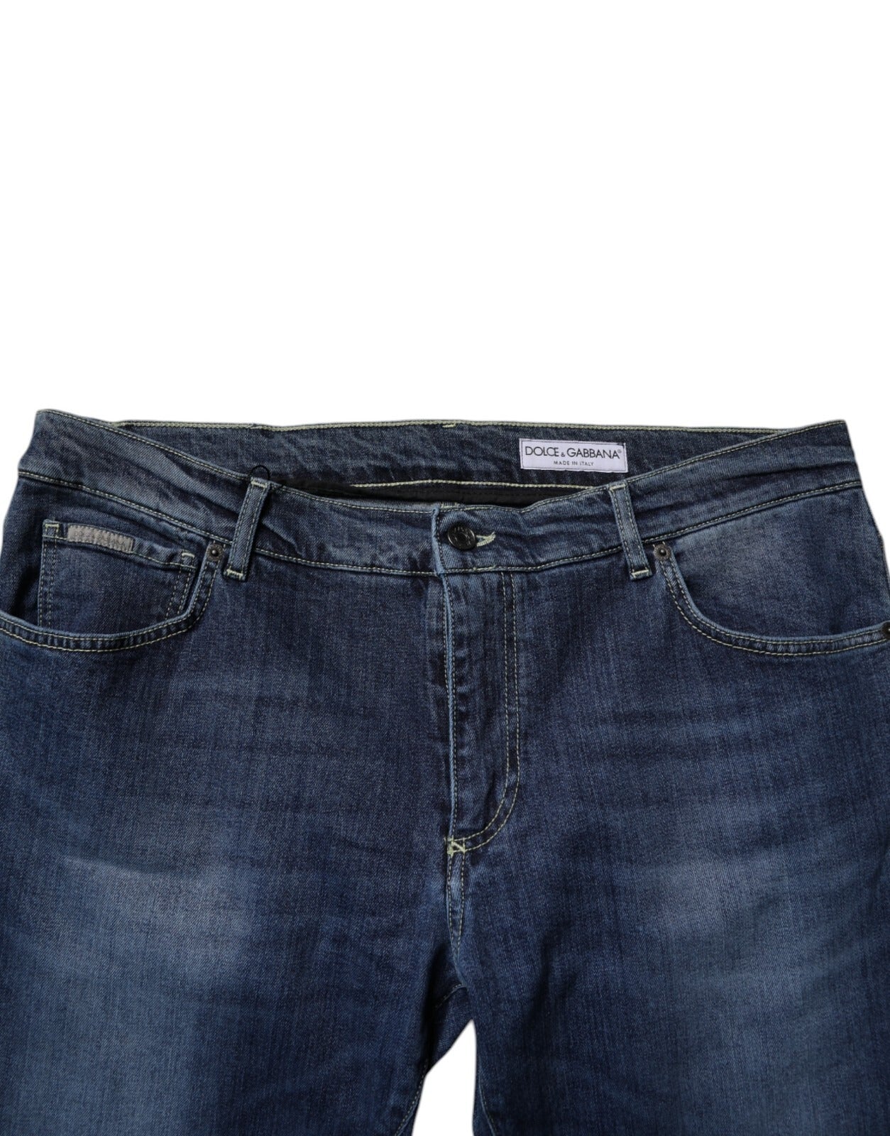 Jeans de mezclilla ajustados de algodón elástico azul lavado de Dolce & Gabbana