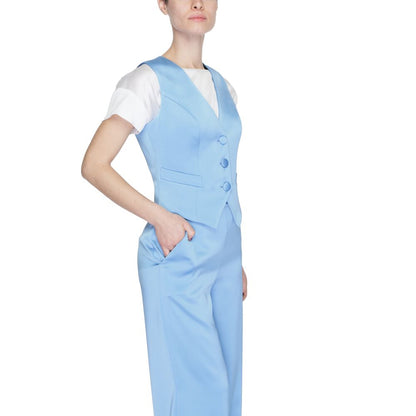 Silence Blue Polyester Waistcoat