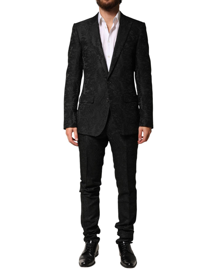 Costume deux pièces Dolce & Gabbana en brocart noir, coupe droite