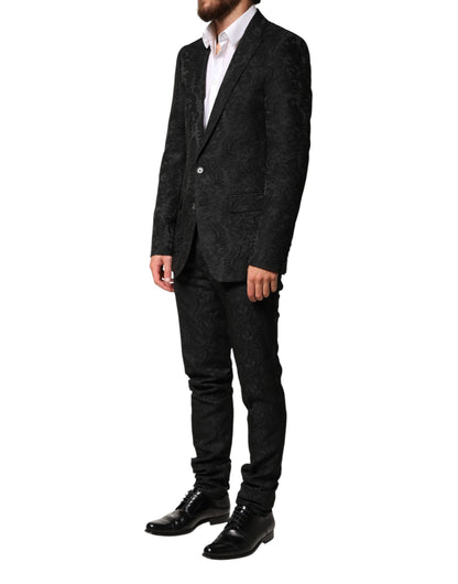 Traje de 2 piezas Dolce & Gabbana de brocado negro, de un solo botón