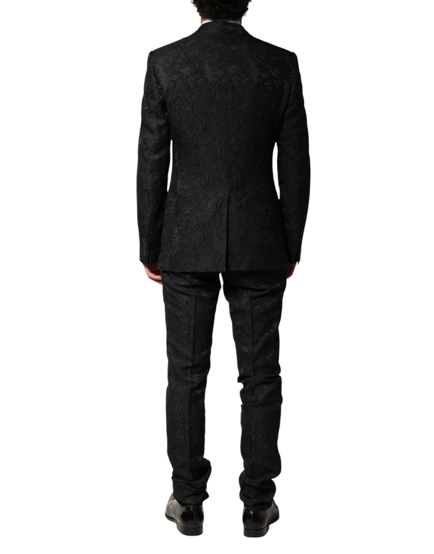 Traje de 2 piezas Dolce & Gabbana de brocado negro, de un solo botón