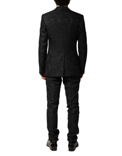 Traje de 2 piezas Dolce & Gabbana de brocado negro, de un solo botón