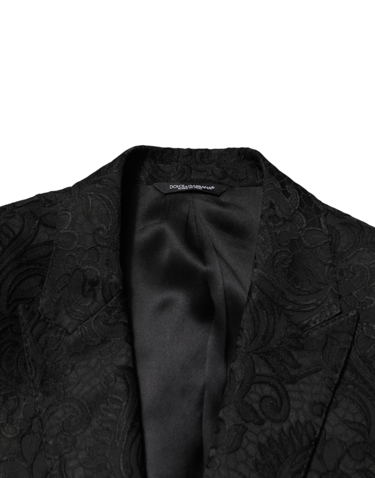 Traje de 2 piezas Dolce & Gabbana de brocado negro, de un solo botón