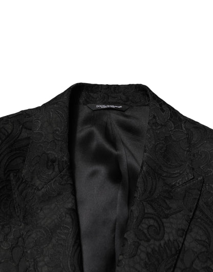 Traje de 2 piezas Dolce & Gabbana de brocado negro, de un solo botón
