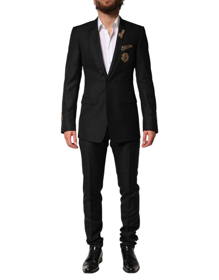 Ensemble 2 pièces Dolce & Gabbana noir à ornements et simple boutonnage