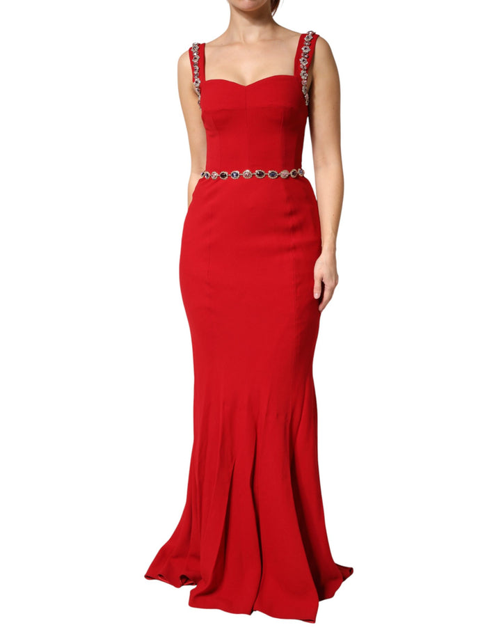 Vestido de gala sirena Dolce & Gabbana rojo con adornos