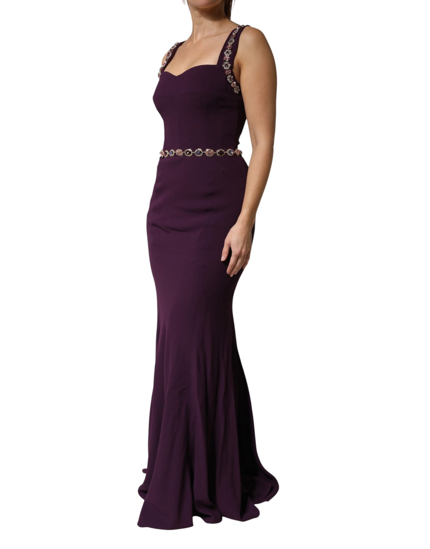 Vestido de noche sirena violeta adornado Dolce & Gabbana