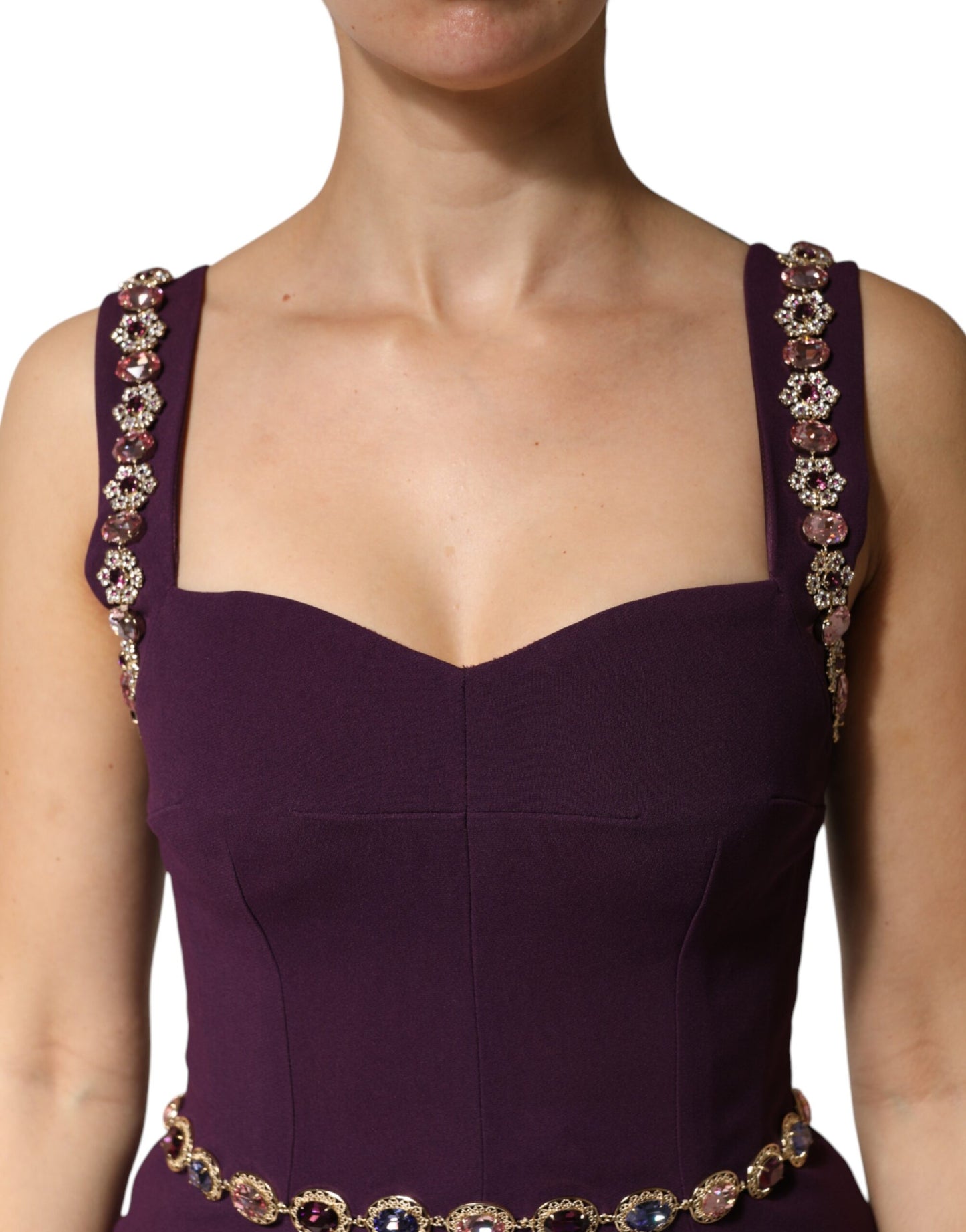 Vestido de noche sirena violeta adornado Dolce & Gabbana