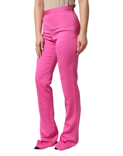 Pantalón Versace rosa de viscosa de tiro alto recto informal