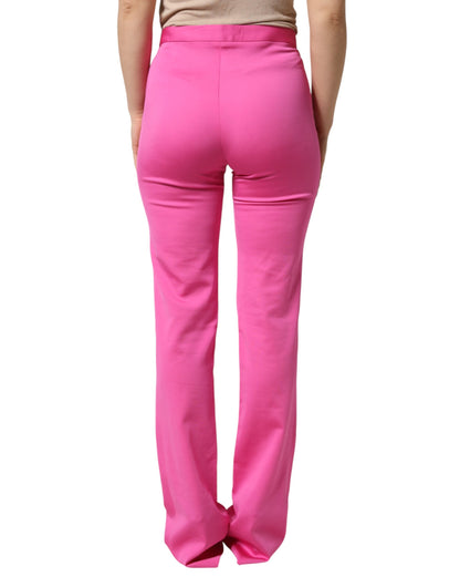 Pantalón Versace rosa de viscosa de tiro alto recto informal