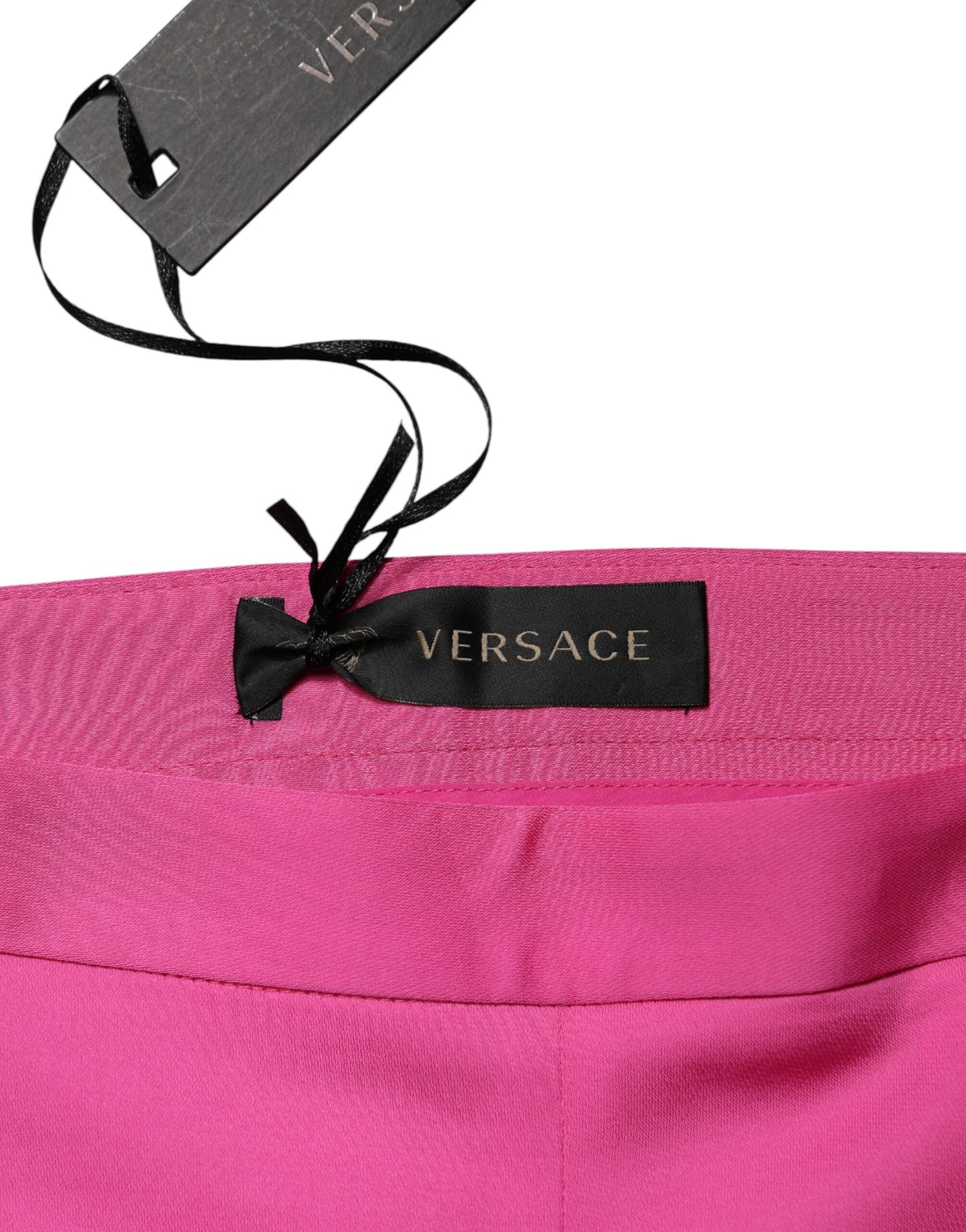 Pantalón Versace rosa de viscosa de tiro alto recto informal