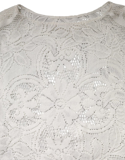 Top blusa de algodón con encaje y bordado blanco de Dolce & Gabbana