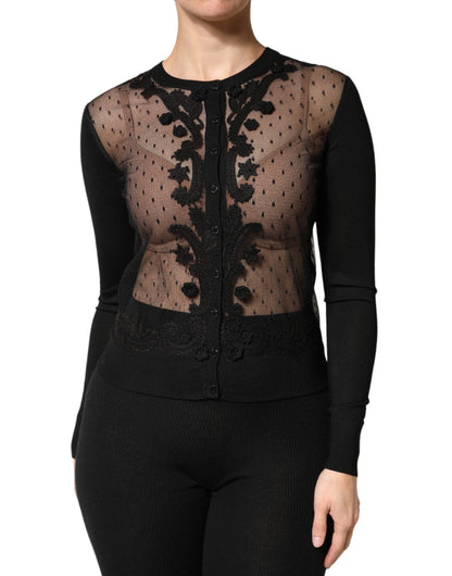 Cárdigan negro transparente con botones de Dolce & Gabbana