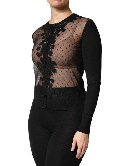 Cárdigan negro transparente con botones de Dolce & Gabbana