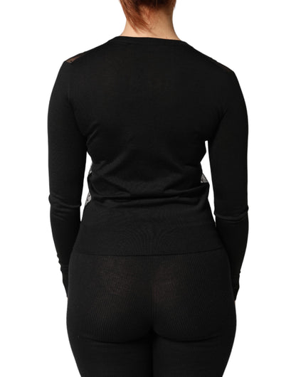 Cárdigan negro transparente con botones de Dolce & Gabbana