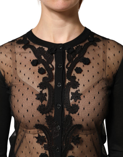 Cárdigan negro transparente con botones de Dolce & Gabbana