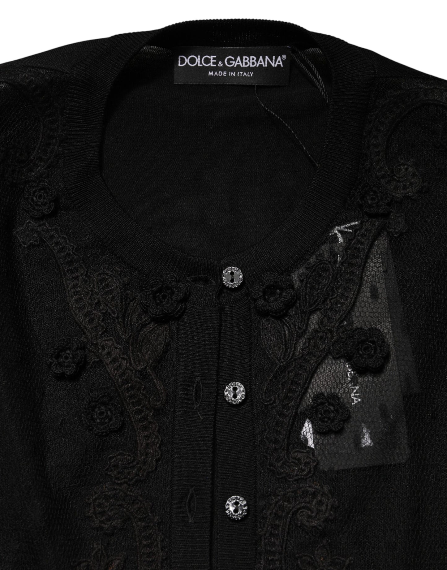 Cárdigan negro transparente con botones de Dolce & Gabbana