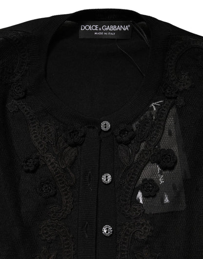 Cárdigan negro transparente con botones de Dolce & Gabbana