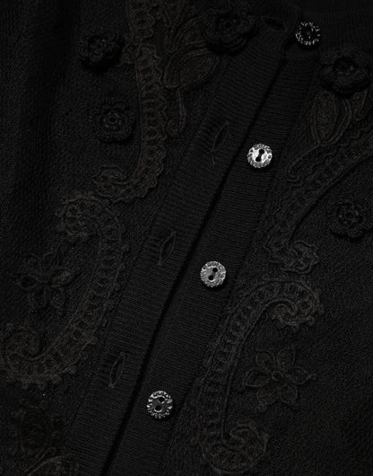 Cárdigan negro transparente con botones de Dolce & Gabbana