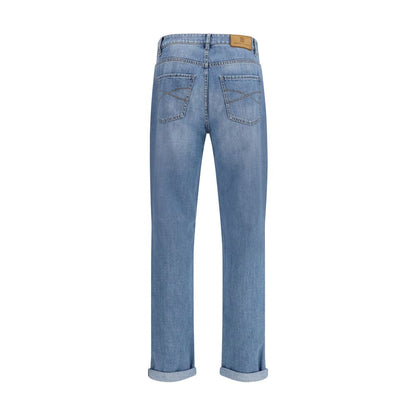Brunello Cucinelli Blue Cotton Straight-Leg Jeans