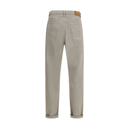 Brunello Cucinelli Bicolor Cotton Straight-Leg Jeans