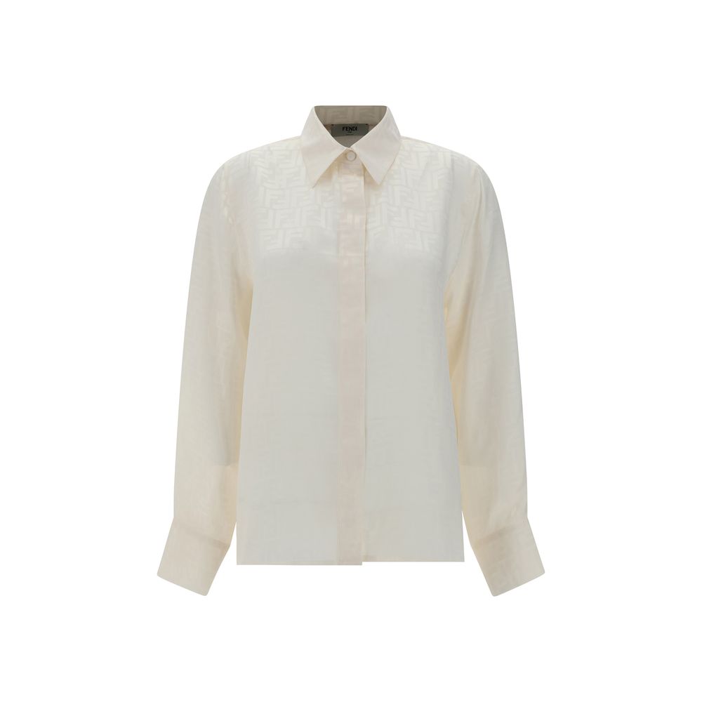 Camisa Fendi de seda blanca estampada