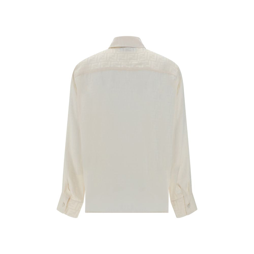 Camisa Fendi de seda blanca estampada