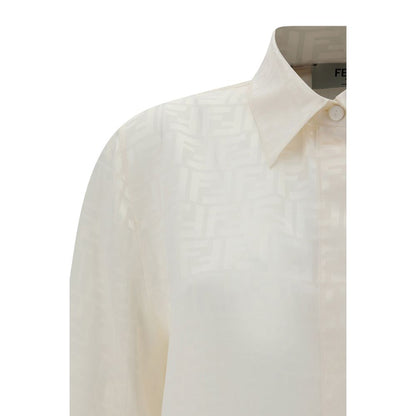 Camisa Fendi de seda blanca estampada