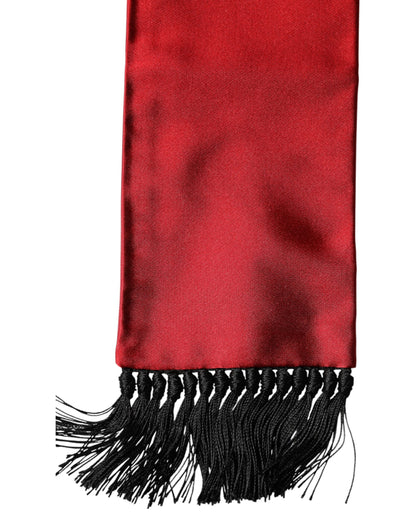 Fular bufanda Dolce & Gabbana de seda roja con flecos para el cuello