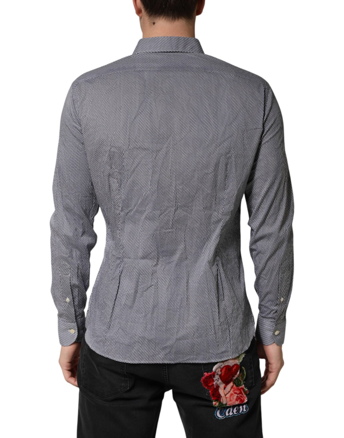Domenico Tagliente Gray Patterned Long Sleeves Dress Shirt