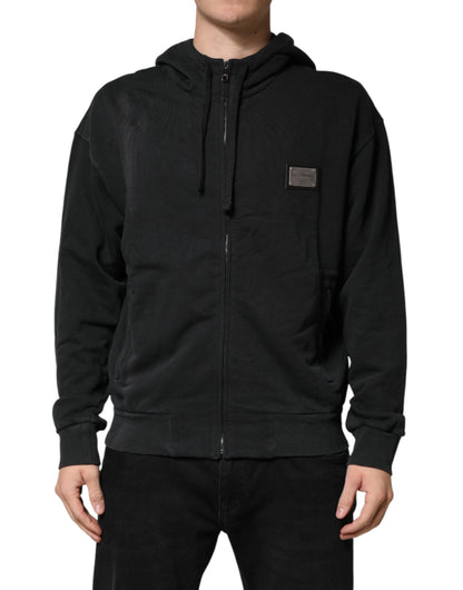 Dolce & Gabbana Sweat-shirt à capuche zippé noir pour homme