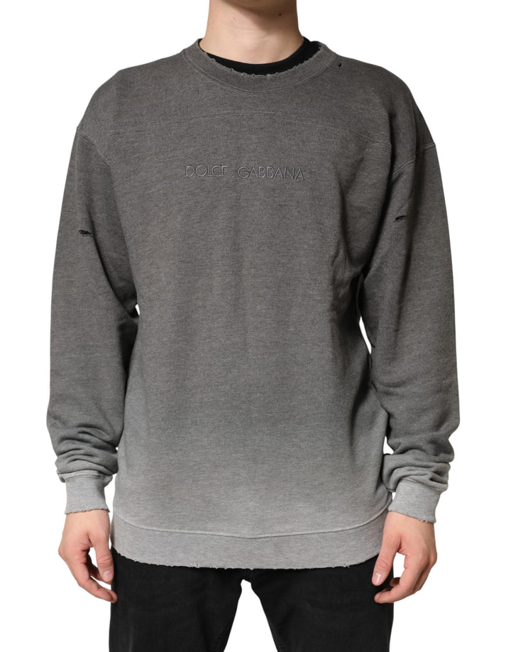Dolce & Gabbana Sweat-shirt à col rond en coton gris pour homme