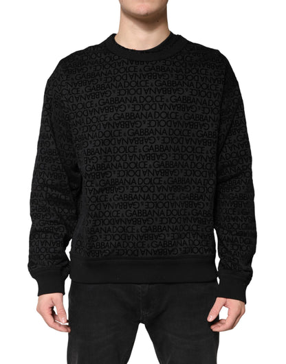 Sudadera con cuello redondo y monograma negro de Dolce & Gabbana