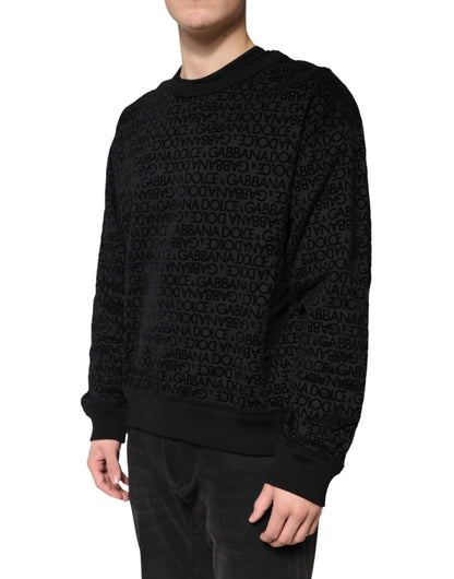 Sudadera con cuello redondo y monograma negro de Dolce & Gabbana
